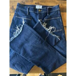 Frame Le Bardot Dark Wash Crop Flare Sz 26